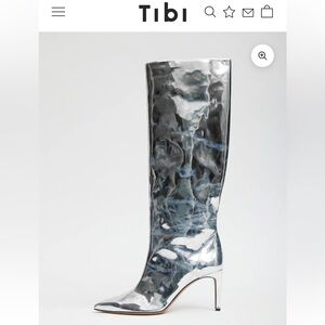 Tibi Metallic Silver Heeled Boots